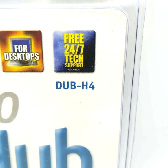 D-Link DUB-H4 Hi-Speed 4-Port USB 2.0 Hub 480 MBPS for Desktops CSC OEM PC MAC - Picture 3 of 4